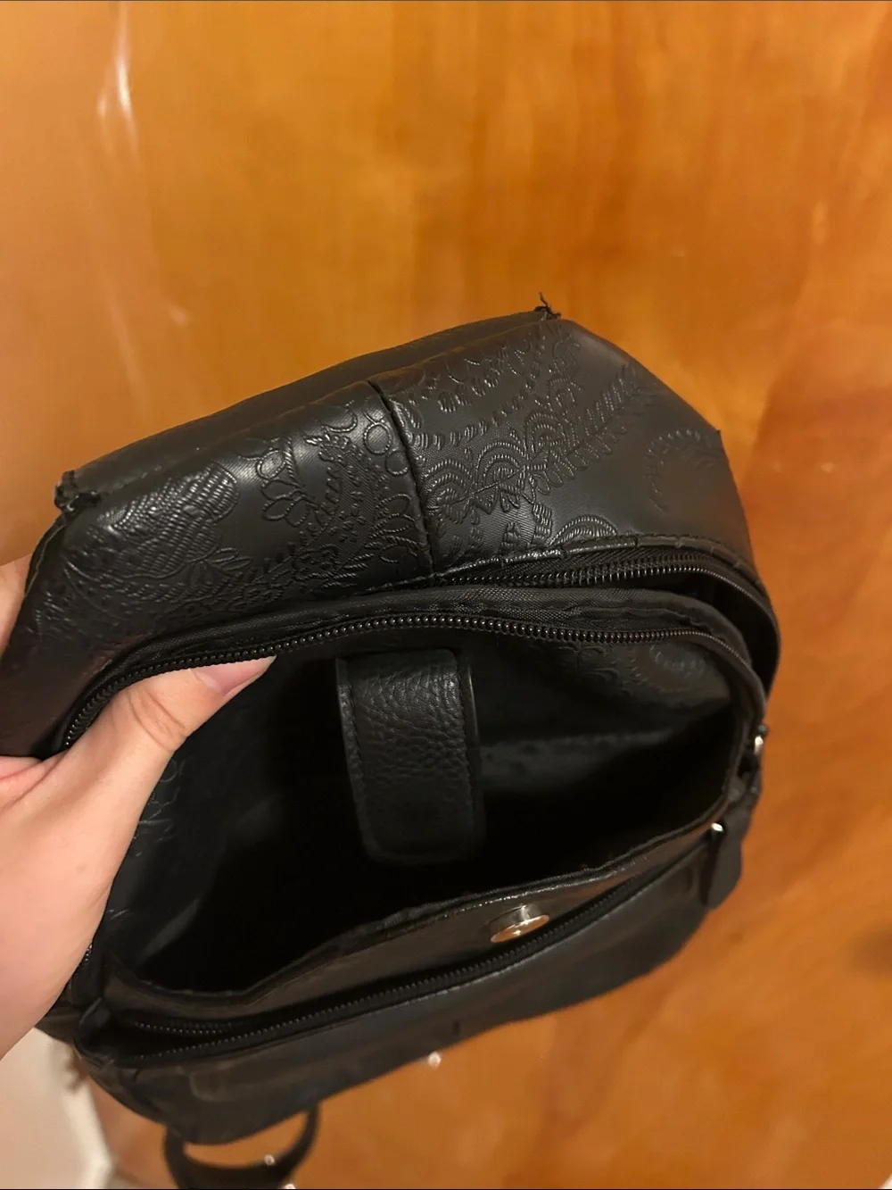St. John's Bay Black Leather-Look Sling Backpack